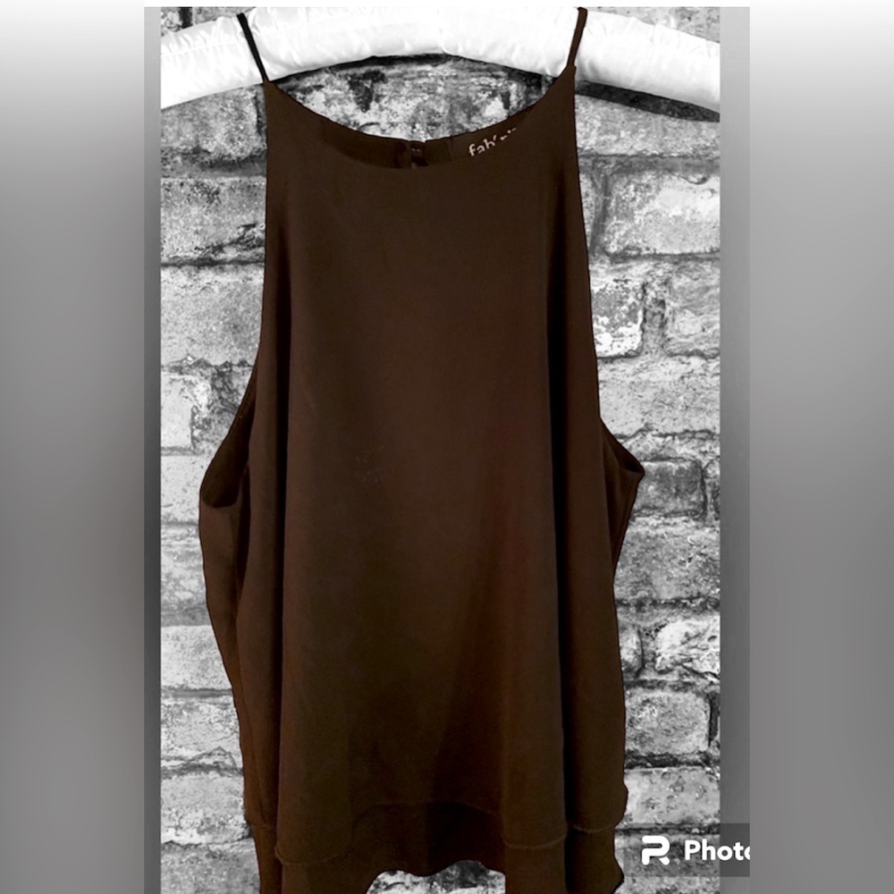 Fabrik Black spaghetti strap layered top sleeveless size medium
